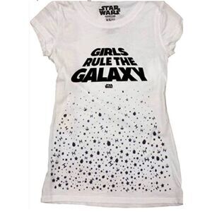 Junior Womens Star Wars Girls Rule Shirt The Galaxy - Sz M 7/9